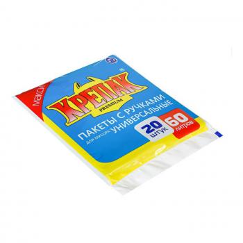 Мешки для мусора 60л 13мкм 60*80 с ручками 1уп/20шт/50уп Крепак В РУЛОНЕ 10290 - Премиум Сервис