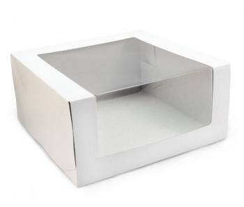 Короб для тортов Белая с окном 225*225*110мм. 50шт/кор. - Премиум Сервис