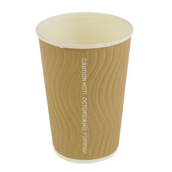 Стакан бумажный 300/355мл КРАФТ 2-х сл 1уп/40шт 1кор/800шт волна - Премиум Сервис