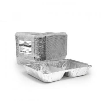 КОМПЛЕКТ Форма алюмин. 840мл 2-х секц. 227*177/195*145 h=30мм 1уп/50шт/8уп 410-001+ КРЫШКА карто-металл.1уп/100шт 402-696 - Премиум Сервис