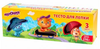 Пластилин на растительной основе (тесто для лепки) ЮНЛАНДИЯ, 3 цв., 270г - Премиум Сервис