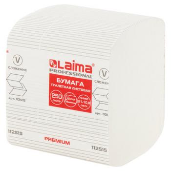 Туалетная бумага 2-сл V-сл. листовая белая 1уп/250л/30уп, LAIMA (T3) PREMIUM,(аналог Focus) 21х11см, 112515 - Премиум Сервис