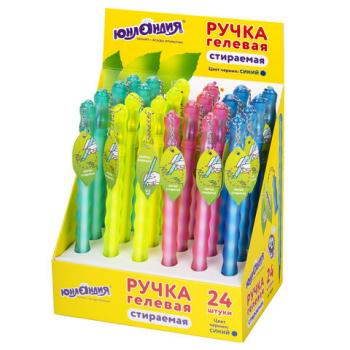 Ручка стираемая гелевая ЮНЛАНДИЯ "Горошек", СИНЯЯ, прорезиненный корпус ассорти, линия 0,35мм,143669 - Премиум Сервис