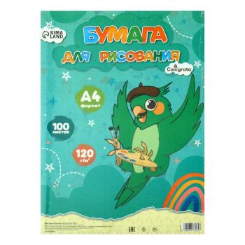 Бумага для рисования А4, 100 листов, блок 120 г/м2 - Премиум Сервис