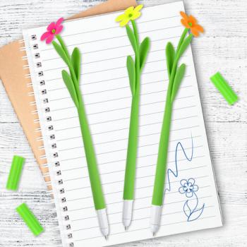 Ручка фигурная шариковая ЮНЛАНДИЯ "Цветочек", мягкий силиконовый корп., ассорти, СИНЯЯ, 0,7мм,143779 - Премиум Сервис