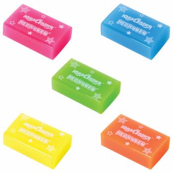 Ластик ЮНЛАНДИЯ "НЕОНЧИКИ", 38х24х12 мм, цвет ассорти, прямоугольный, экологичный ПВХ, 228077 - Премиум Сервис
