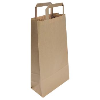 Пакет-сумка бумажный 180*80*330 КРАФТ с плоскими ручками Под БУТЫЛКУ 1кор/400шт - Премиум Сервис