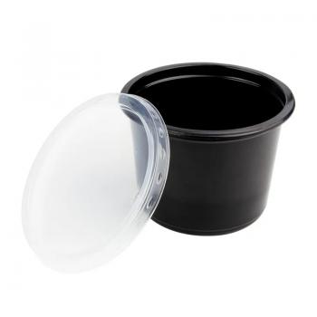 КОМПЛЕКТ Контейнер 500мл (под СУП) ЧЕРНЫЙ круглый с крышкой (h-79, d-112) 1уп/50шт - Премиум Сервис