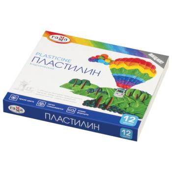 Пластилин классический ГАММА "Классический", 12 цветов, 240 г, со стеком, картонная упаковка, 281033 - Премиум Сервис