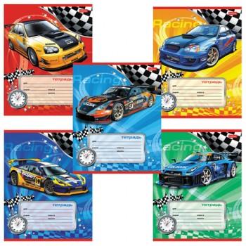 Тетрадь 12 л., HATBER, косая линия, обложка картон, "Спортивные авто" (5 видов в спайке), 12Т5В6 - Премиум Сервис