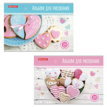 Альбом для рисования А4 24 л., скоба, обложка картон, BRAUBERG, 202х285 мм, "Вкусняшки" (2 вида), 105608 - Премиум Сервис