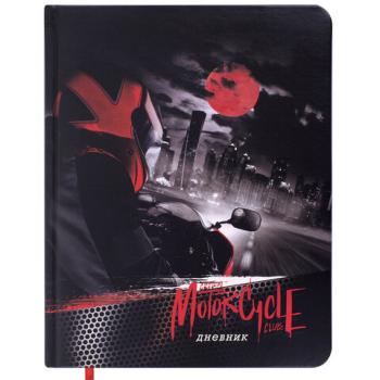 Дневник 1-11 класс 48 л., кожзам (твердая с поролоном), печать, наклейки, BRAUBERG, "Moto Club", 106192 - Премиум Сервис