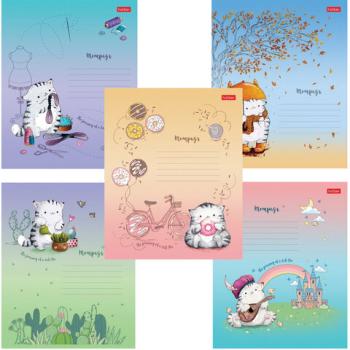 Тетрадь 12 л., HATBER, линия, обложка картон, "Приключения кота Пирожка" (5 видов в спайке), 12Т5В2 - Премиум Сервис
