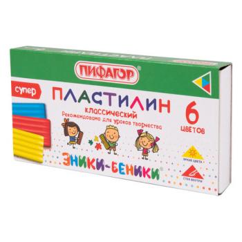 Пластилин классический ПИФАГОР "ЭНИКИ-БЕНИКИ СУПЕР", 6 цветов, 120 г, стек, 106428 - Премиум Сервис