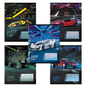 Тетрадь 12 л. BRAUBERG, клетка, обложка картон, "SUPER CAR", 106465 - Премиум Сервис