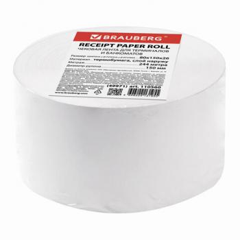 Чековая лента ТЕРМОБУМАГА 80 мм (диаметр 150 мм, длина 244 м, втулка 26 мм) слой наружу, BRAUBERG, 110560 - Премиум Сервис