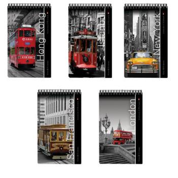 Блокнот А5, 40 л., гребень, ламинированный картон, клетка, Альт, "Города", (5 видов), 3-40-463 - Премиум Сервис