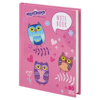 Блокнот МАЛЫЙ ФОРМАТ 110х147 мм А6, 80 л., твердый, клетка, ЮНЛАНДИЯ, "Совушки", 111618 - Премиум Сервис