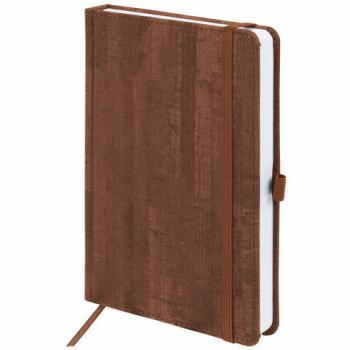 Ежедневник недатированный А5 (138x213 мм) BRAUBERG "Wood", кожзам, резинка, 136 л., коричневый, 111676 - Премиум Сервис