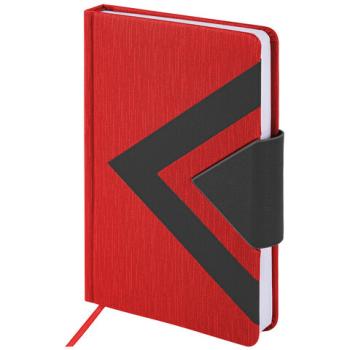 Ежедневник недатированный А5 138x213 мм BRAUBERG "Waves" под кожу, застежка 160 л., красный/черный, 111874 - Премиум Сервис