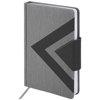 Ежедневник недатированный А5 138x213 мм BRAUBERG "Waves" под кожу, застежка 160 л., черный/серый, 111875 - Премиум Сервис
