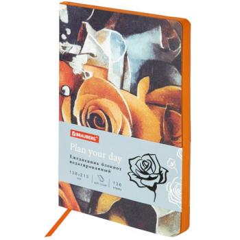 Ежедневник недатированный А5 (138х213 мм), BRAUBERG VISTA, под кожу, гибкий, 136 л., "Rose flower", 112016 - Премиум Сервис