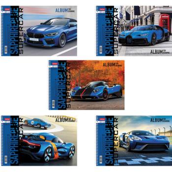 Альбом для рисования А4 32 л., спираль, обложка картон, HATBER, 205х290 мм, "Supercar" (5 в спайке), 32А4Всп - Премиум Сервис