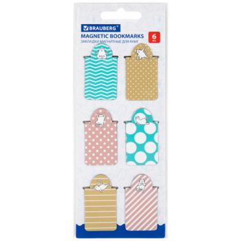 Закладки для книг МАГНИТНЫЕ c высечкой, "CAT YOGA", набор 6 шт., 35х25 мм, BRAUBERG, 113162 - Премиум Сервис