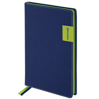 Ежедневник недатированный А5 (138х213 мм), BRAUBERG "AIM", под кожу, 136 л., темно-синий, 113423 - Премиум Сервис