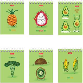 Блокнот МАЛЫЙ ФОРМАТ (75х105 мм) А7, 60 л., гребень, картон, клетка, HATBER, "Йога-Фитнес", 60Б7В1гр - Премиум Сервис