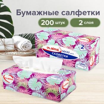 Салфетки косметические 200 шт. в картонном боксе 2-слойные, LAIMA "Everyday", 20х20 см, 113589 - Премиум Сервис
