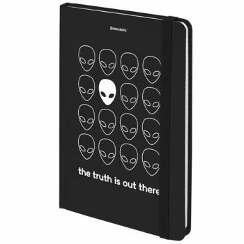 Блокнот с резинкой в клетку 96 л., А5 (145х203 мм), твердая обложка, BRAUBERG, "Aliens", 113722 - Премиум Сервис