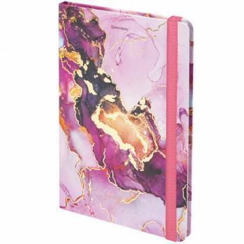 Блокнот с резинкой в клетку 96 л., А5 (145х203 мм), твердая обложка с фольгой, BRAUBERG, "Мрамор", 113731 - Премиум Сервис