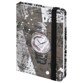 Блокнот с резинкой в клетку 96 л., МАЛЫЙ ФОРМАТ А6 (102х148 мм), твердая обложка, BRAUBERG, "Часы", 113737 - Премиум Сервис