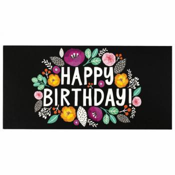 Конверт для денег "HAPPY BIRTHDAY!", Цветы, 166х82 мм, выборочный лак, ЗОЛОТАЯ СКАЗКА, 113748 - Премиум Сервис