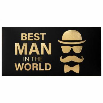 Конверт для денег "BEST MAN IN THE WORLD", Мужской стиль, 166х82 мм, фольга, ЗОЛОТАЯ СКАЗКА, 113759 - Премиум Сервис