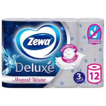 Бумага туалетная 3-х слойная 12 рулонов (12х18 м), белая, ZEWA Deluxe, 144029 - Премиум Сервис