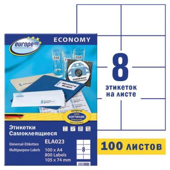 Этикетка самоклеящаяся 105х74 мм, 8 этикеток, белая, 70 г/м2, 100 л., Avery, Европа-100, ELA023 - Премиум Сервис