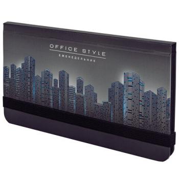 Еженедельник недатированный с резинкой (171х93 мм), BRAUBERG, твердый, УФ-ЛАК, 64 л., "Night City", 114575 - Премиум Сервис