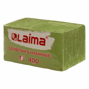Салфетки бумажные 400 шт., 24х24 см, "Big Pack", зелёные, 100% целлюлоза, LAIMA, 114728 - Премиум Сервис