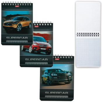 Блокнот МАЛЫЙ ФОРМАТ (110х145 мм) А6, 40 л., гребень, лакированная обложка, клетка, HATBER, "Машины", 40Б6B1гр, В12284 - Премиум Сервис