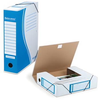 Папка архивная с резинкой А4 (325х250 мм), 75 мм, до 700 листов, плотная, микрогофрокартон, СИНЯЯ, BRAUBERG, 121810 - Премиум Сервис