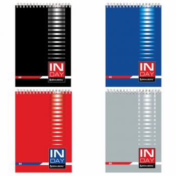 Блокнот БОЛЬШОЙ ФОРМАТ (195х297 мм) А4, 80 л., спираль, картон, жесткая подложка, клетка, BRAUBERG, "INDAY", ассорти, 122801 - Премиум Сервис