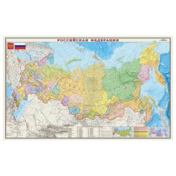 Карта настенная "Россия. Политико-административная карта", М-1:5,5 млн., размер 156х100 см, ламинированная, 316 - Премиум Сервис