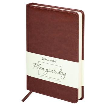 Ежедневник недатированный А5 138х213 мм BRAUBERG "Imperial" под кожу, 160 л., коричневый, 123414 - Премиум Сервис