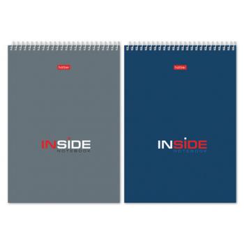 Блокнот А5 (145х205 мм), 80 л., гребень, картон, жесткая подложка, клетка, HATBER, "INSIDE" ("Офисный"), 80Б5С1гр, B46173 - Премиум Сервис