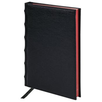 Ежедневник недатированный А5 138х213 мм BRAUBERG FLAME под кожу, 160 л., черный, красный срез, 123844 - Премиум Сервис