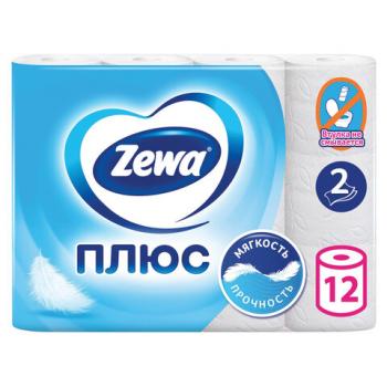 Бумага туалетная 2-х слойная, 12 рулонов (12х23 м), белая, ZEWA Plus, 144090 - Премиум Сервис