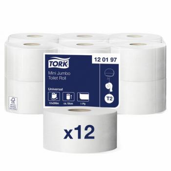 Бумага туалетная 200 метров, TORK (Система T2) UNIVERSAL, 1-слойная, КОМПЛЕКТ 12 рулонов, 120197 - Премиум Сервис