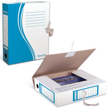 Папка архивная с завязками А4 (325х260 мм), 75 мм, до 700 листов, плотная, микрогофрокартон, СИНЯЯ, BRAUBERG, 124853 - Премиум Сервис